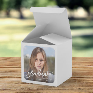 Trendy Brush Script Photo Graduate Graduation Square Sticker