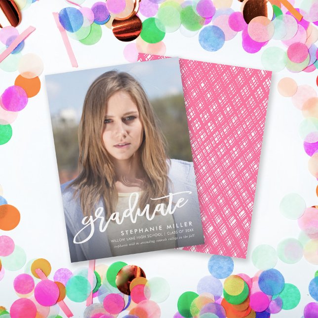 Trendy Brush Script Photo Graduation Announcement (Creator Uploaded)