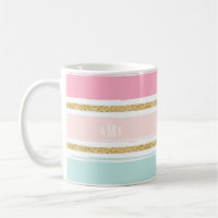 Trendy Brush Stripes with Gold Glitter Monogram II
