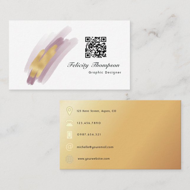Trendy Brush Strokes Collage Business Card (Front/Back)