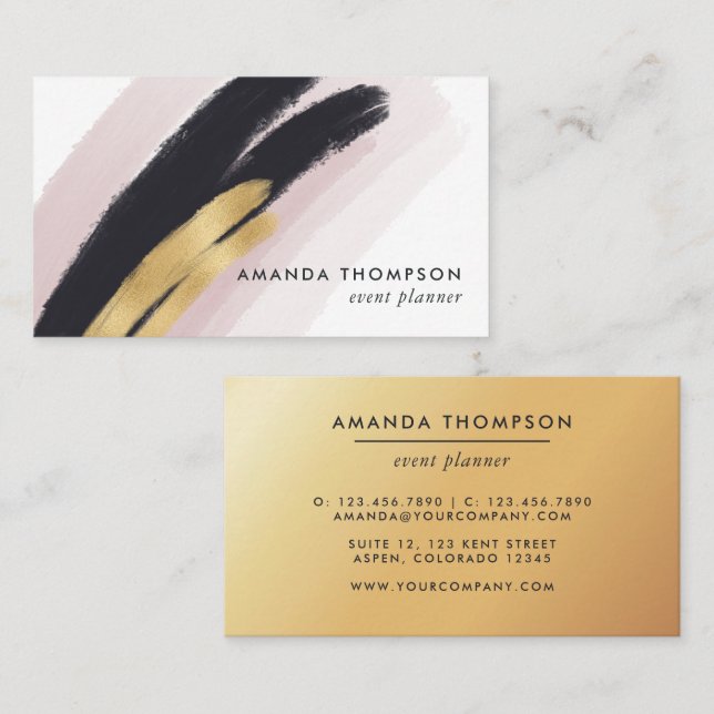 Trendy Brush Strokes Collage Business Card (Front/Back)