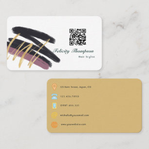 Trendy Brush Strokes Collage QR Code Business Card