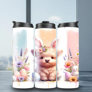 Trendy Brushstroke Easter Highland Cow Tumbler
