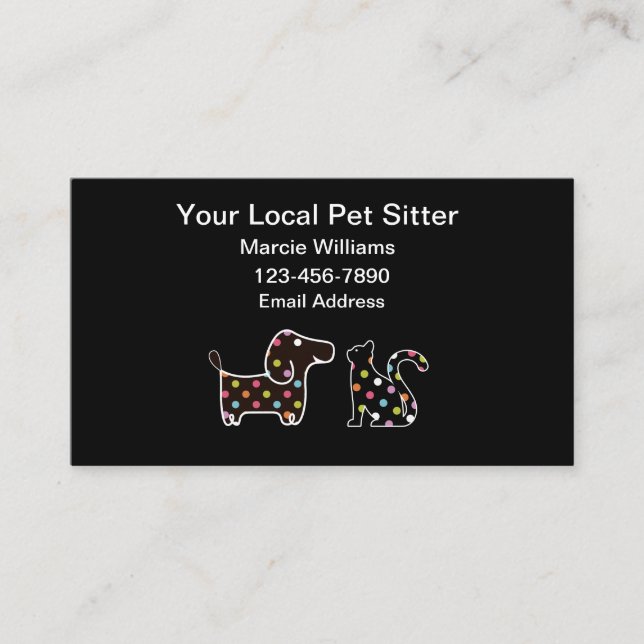 Trendy Budget Pet Sitter Business Cards (Front)