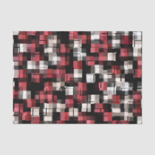 Trendy Burgundy Black White Abstract Plaid Tissue Paper