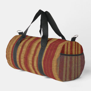 Trendy Burgundy Gold Luxury Linen Collection Duffle Bag