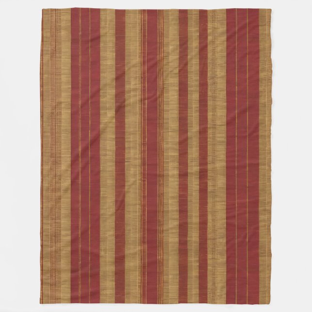 Trendy Burgundy Gold Luxury Linen Collection Fleece Blanket (Front)