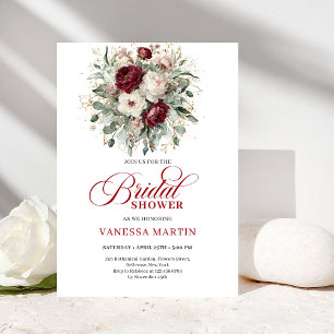 Trendy Burgundy Greenery Bridal Shower Invitation