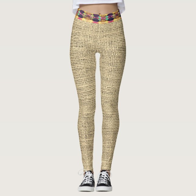 Trendy Burlap Look  Leggings (Front)