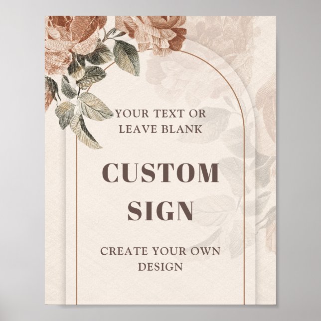 Trendy burnt orange sage boho arch Custom Sign (Front)
