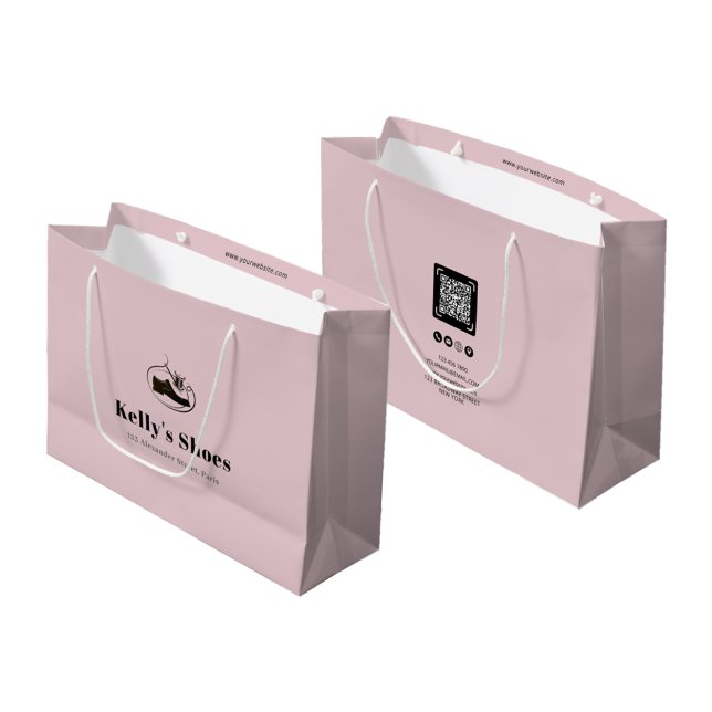 Trendy Business Custom Logo | QR Code Shopping Large Gift Bag (Creator Uploaded)