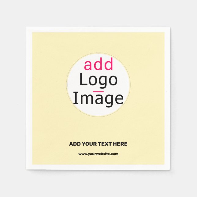 Trendy Business Custom Logo Vanilla Yellow Napkin (Front)