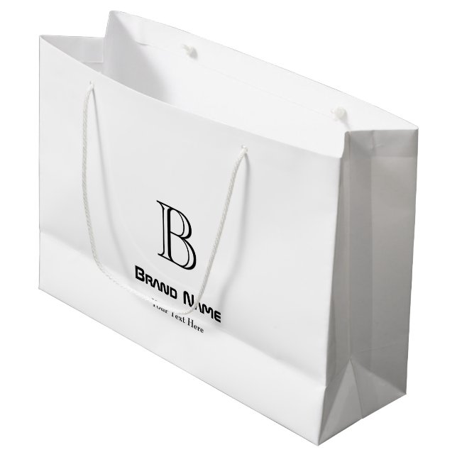 Trendy Business Custom Monogram Minimalist Large Gift Bag (Front Angled)