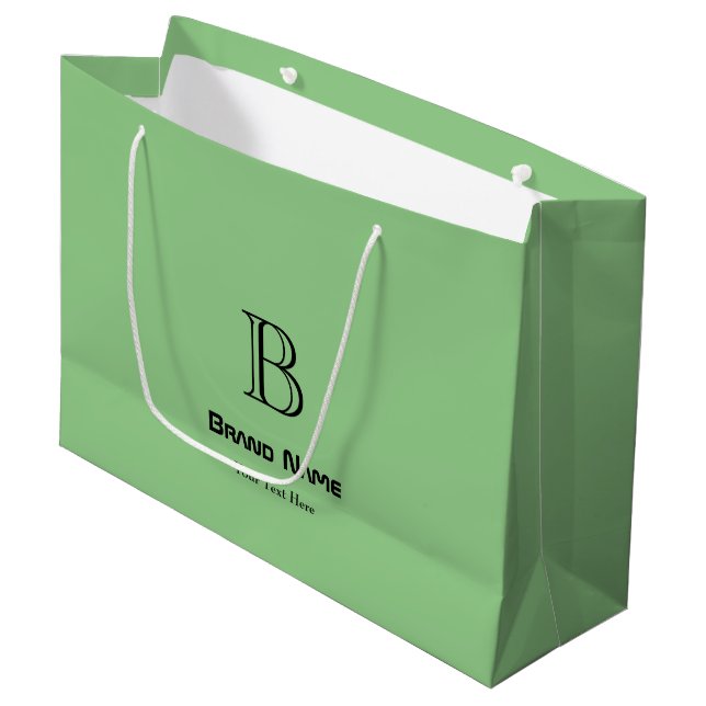 Trendy Business Custom Monogram Minimalist Large Gift Bag (Front Angled)