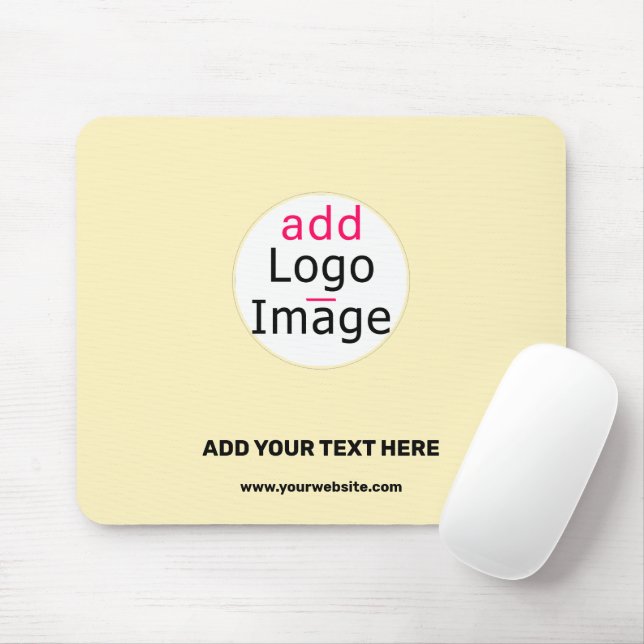Trendy business customisable light vanilla yellow mouse mat (With Mouse)