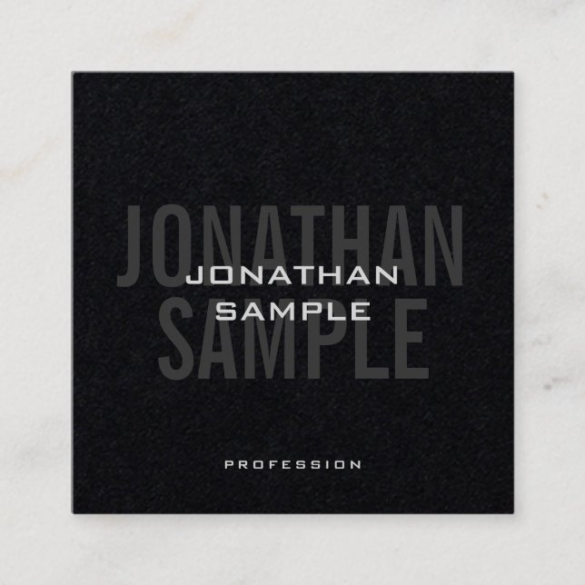 Trendy Business Modern Template Premium Black Square Business Card (Front)