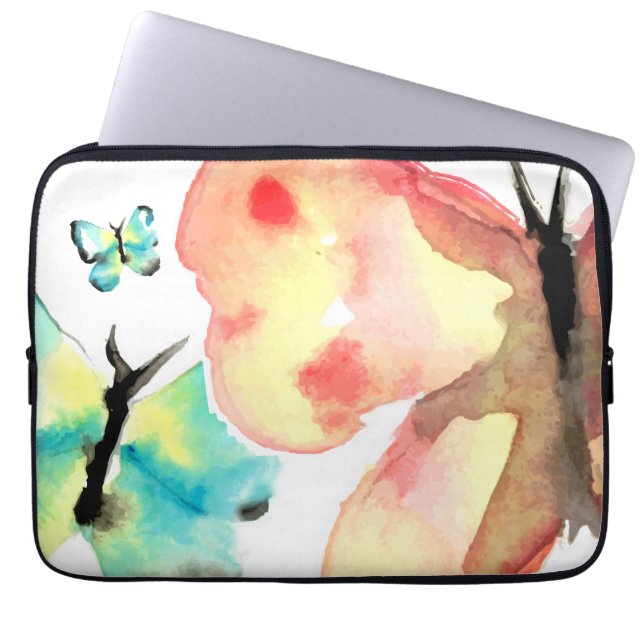 Trendy, butterfly watercolor laptop sleeve (Front)