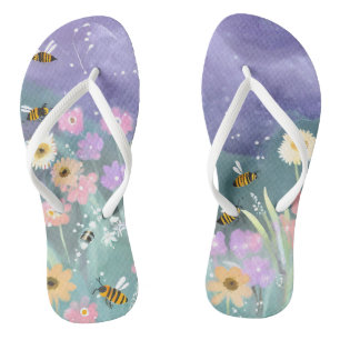 Trendy Buzzing Bees Garden Delight Flip Flops