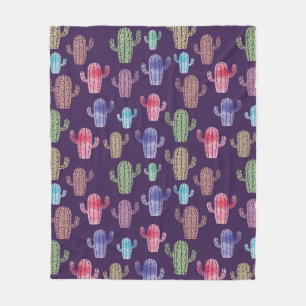 Trendy cactus watercolor drawing seamless pattern  fleece blanket