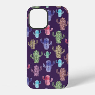 Trendy cactus watercolor drawing seamless pattern iPhone 12 case