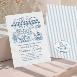Trendy Cafe Bebe French Coffee Shop Baby Shower Invitation
