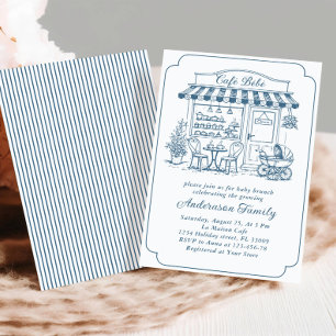 Trendy Cafe Bebe French Coffee Shop Baby Shower Invitation