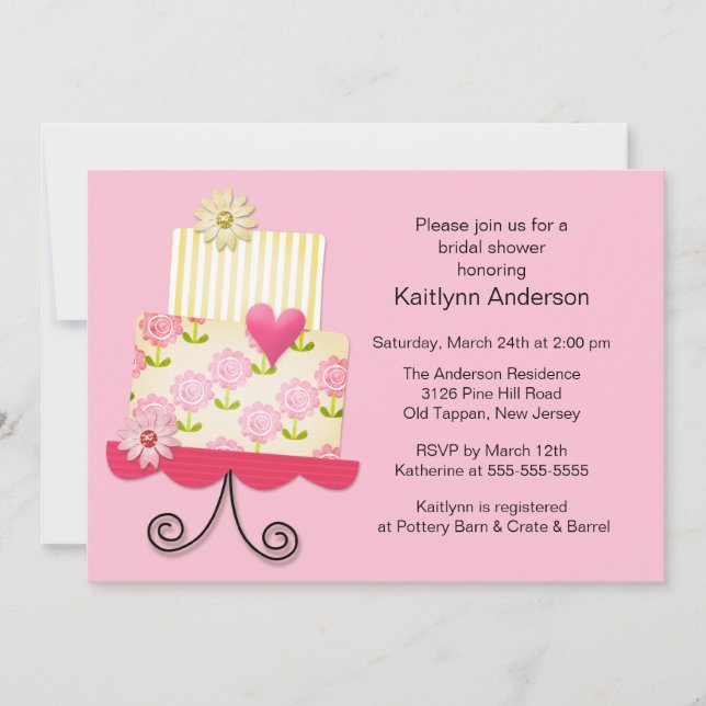 Trendy Cake Bridal Shower Invitation (Front)
