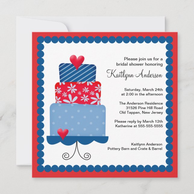 Trendy Cake Bridal Shower Invitation (Front)