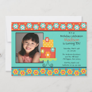 Trendy Cake Photo Birthday Invitation