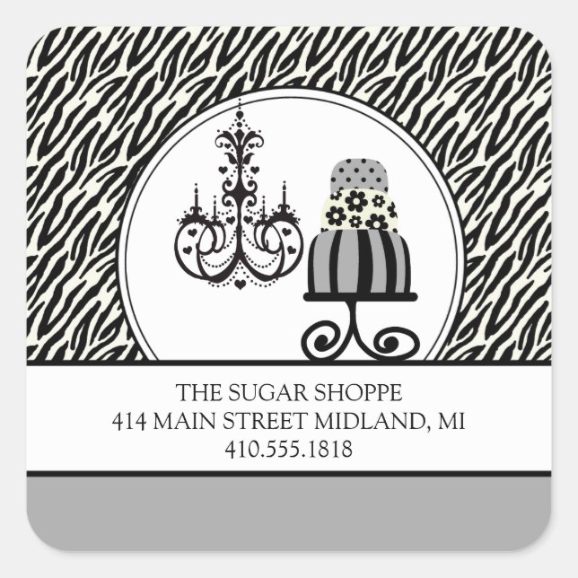 Trendy Cakery Zebra Print Product Label Stickers (Front)