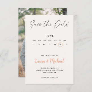 Trendy Calendar Save The Date With Photo  Invitation