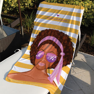 Trendy California African American Beach Beauty Beach Towel