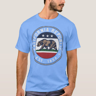 Trendy California Republic Bear Flag Circle Crest  T-Shirt