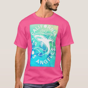 Trendy California Vintage Shark Print T-Shirt