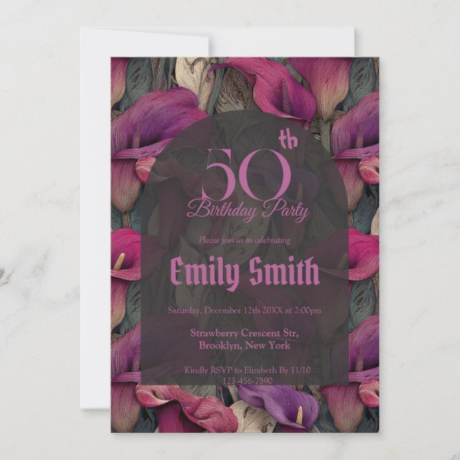 Trendy Call Lilies Accent Summer Party Invitation (Front)