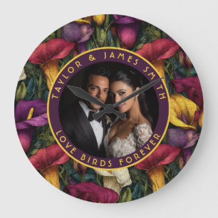 Trendy Calla Lilies Inspired Modern Wedding Large Clock