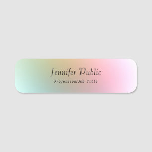 Trendy Calligraphed Script Text Elegant Colourful Name Tag