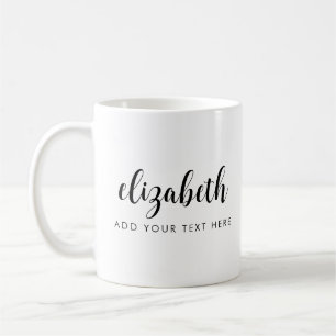 Trendy Calligraphy Add Your Text Name Template Coffee Mug