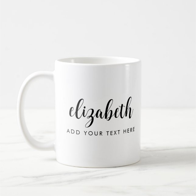 Trendy Calligraphy Add Your Text Name Template Coffee Mug (Left)