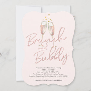 Trendy calligraphy brunch and bubbly bridal shower invitation