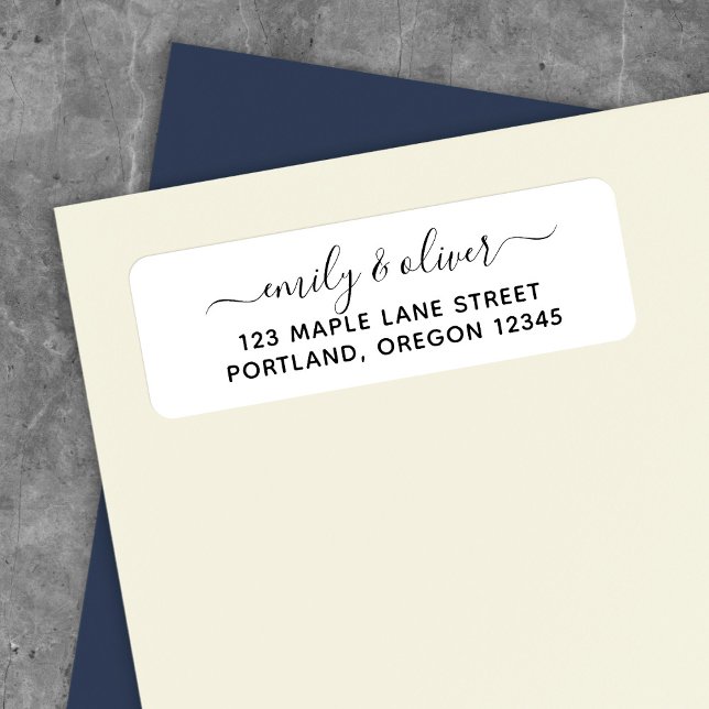 Trendy Calligraphy Couple Name Return Address (Creator Uploaded)