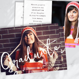Trendy Calligraphy Graduate Photo Invitation