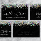Trendy Calligraphy Script Black Silver Glitter