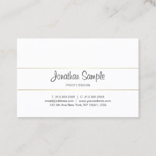 Trendy Calligraphy Script Gold Design Luxury Plain Business Card