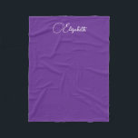 Trendy Calligraphy Script Name Royal Purple Small Fleece Blanket<br><div class="desc">Create Your Own Upload Image Photo Calligraphy Script Name or Text Trending Template Royal Purple & White Small Fleece Blanket. Home Décor / Throw,  High Quality Fleece & Sherpa Blankets Online Shop. Sizes: Small,  Medium,  Large.</div>