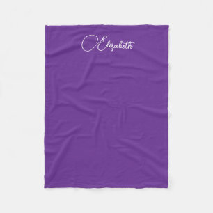 Trendy Calligraphy Script Name Royal Purple Small Fleece Blanket