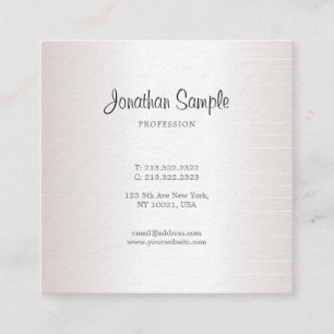 Trendy Calligraphy Sleek Design Glamour Silver Square Business Card