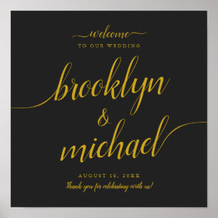 Trendy Calligraphy Wedding Welcome Square Sign