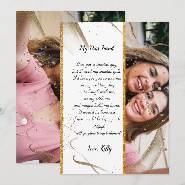 trendy  Calligraphy  will be my bridesmaid   Invitation (Front/Back)