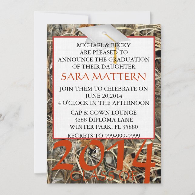 Trendy Camo Classic Elegant Graduation Invitation (Front)